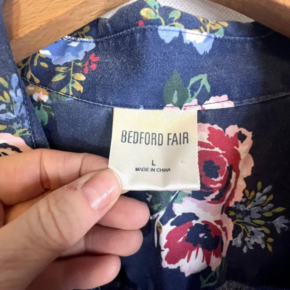 Bedford Fair Floral Button Down Long Sleeve Shirt Size Large - Picture 7 of 9